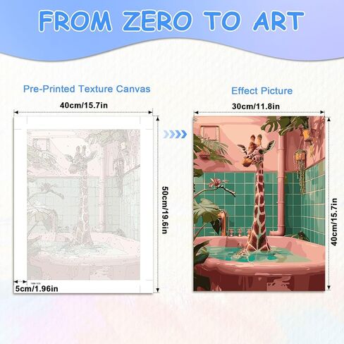zpptAugs Paint by Numbers Kit for Adults Beginners，Giraffe Funny Adult Paint by Number Kits on Canvas,Digital Oil Number Painting Kits for Home Decor Gift 12"x16"(Without Frame) in Kuwait