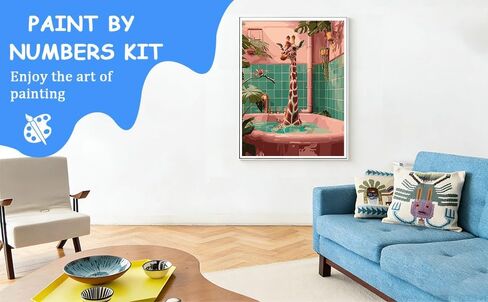 zpptAugs Paint by Numbers Kit for Adults Beginners，Giraffe Funny Adult Paint by Number Kits on Canvas,Digital Oil Number Painting Kits for Home Decor Gift 12"x16"(Without Frame) in Kuwait