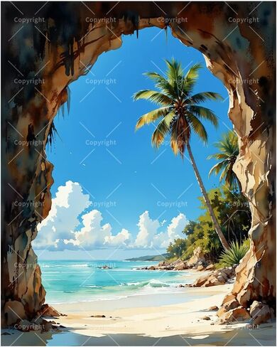 Ocean Landscape Paint by Numbers Kit for Adults - DIY Seaside View Framed by Rock Arch Painting on Canvas 16x20In, Acrylic Paint Set, Suitable for Beginners, Art for Home Decoration or Gifts in Saudi Arabia
