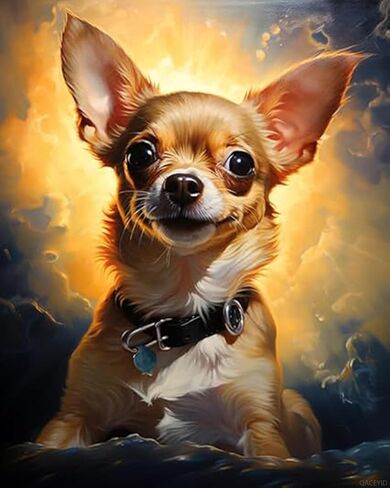QACEYID Paint by Number for Adults, Pet Dog Animal Chihuahua, DIY Oil Painting Kit on Canvas with Paintbrushes and Acrylic 40x50cm in Kuwait