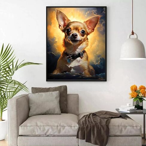 QACEYID Paint by Number for Adults, Pet Dog Animal Chihuahua, DIY Oil Painting Kit on Canvas with Paintbrushes and Acrylic 40x50cm in Kuwait