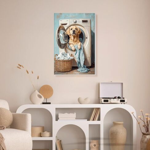 TLIOBLO Dog Paint by Numbers Kits with Frame for Adults Beginners, DIY Washing Machine Painting by Numbers on Canvas for Home Wall Decor Gifts 20x30cm in Kuwait