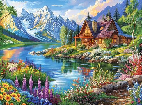 Cross & Glory – A Good Dog – 1000 Piece Jigsaw Puzzle for Adults | Cozy Cabin Fireplace Scene with Sleeping Golden Retriever | Warm, Sentimental Winter Puzzle in Kuwait