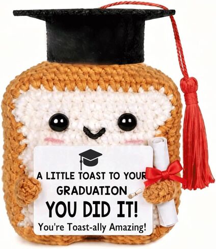 2026 Graduation Gift for Her Him, Funny Positive Crochet Toast Congrats Grad Gifts for College High School Students Masters Phd, Grad Party Gifts for Teens Daughter Son with Graduation Card Desk Decor in Saudi Arabia