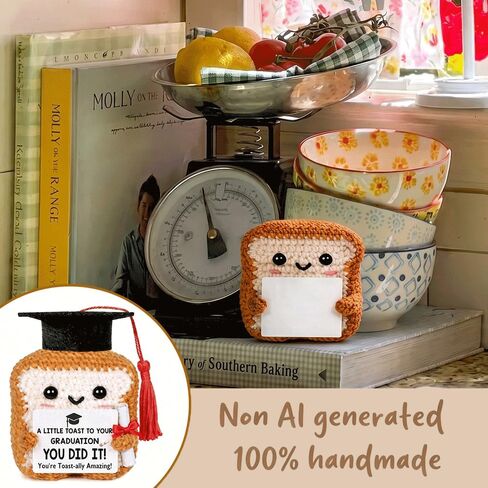 2026 Graduation Gift for Her Him, Funny Positive Crochet Toast Congrats Grad Gifts for College High School Students Masters Phd, Grad Party Gifts for Teens Daughter Son with Graduation Card Desk Decor in Saudi Arabia