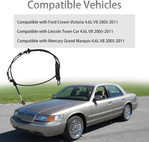 Automatic Shift Control Cable Compatible with Ford Crown Victoria Lincoln Town Car Mercury Grand Marquis 2005-2011 4.6L V8 Gear Shift Cable 6W1Z7E395A 5W1Z7E395AA 5W1Z7E395B in Saudi Arabia