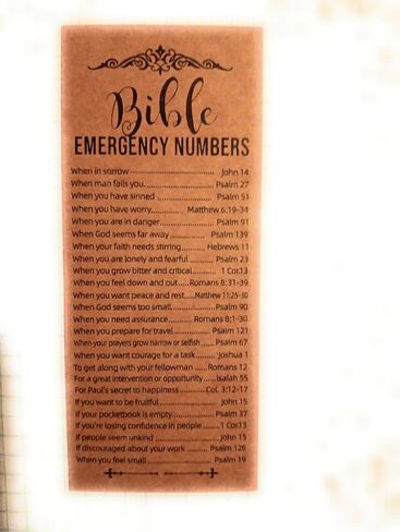 Bible Emergency Numbers Reference Bookmark, Scripture Guide for Daily Comfort and Guidance in Kuwait