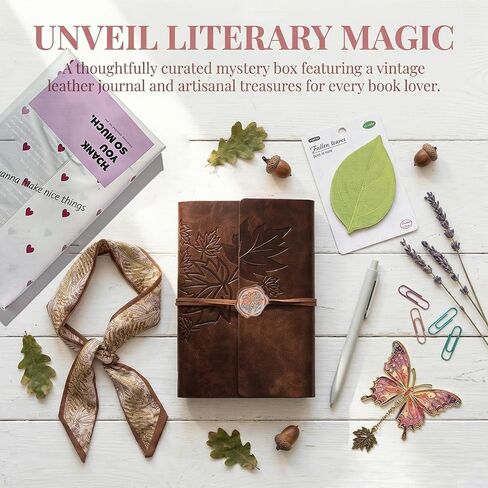 Blind Date with a Book for Book Lovers Gifts Box-10 Types of Books with Leather Retro Notebook,Luxury Bookmark,Scarf,Tags,Pens etc...Random Chosen Book with Goodies Perfect for Mother’s Day,Women in Saudi Arabia