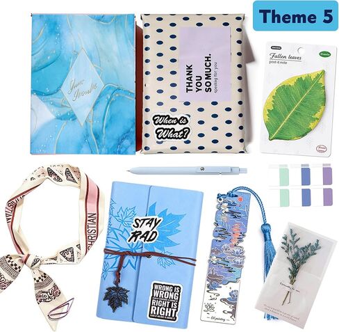 Blind Date with a Book for Book Lovers Gifts Box-10 Types of Books with Leather Retro Notebook,Luxury Bookmark,Scarf,Tags,Pens etc...Random Chosen Book with Goodies Perfect for Mother’s Day,Women in Saudi Arabia