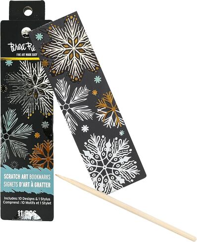 Brea Reese Scratch Art Bookmarks Kit - Snowflakes, 10 Holiday Designs, Dual-Tip Stylus, Metallic Winter DIY Toy Craft Set, Handmade Gift Idea for Adults in Saudi Arabia