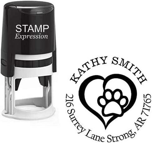 stampexpression - Paw Print Dog Lover Custom Return Address Stamp - Self Inking. Personalized Rubber Stamp with Lines of Text (A-76314) in Kuwait