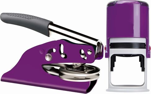 Washington Notary Seal Embosser Bundle with Round Self Inking Stamp | (Purple, 2-Items) in Kuwait