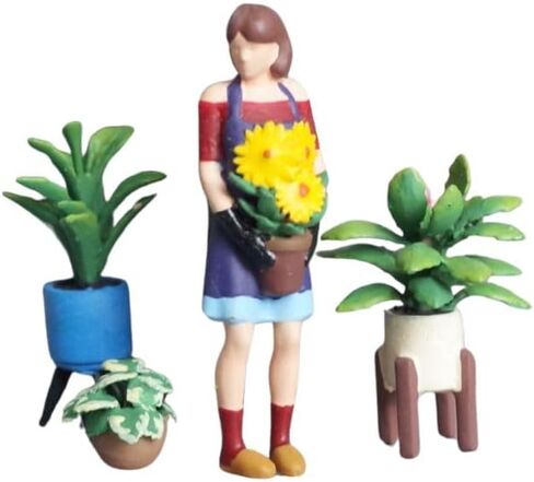 A Corner of the Flower Shop 4pcs, 1:64 Scale, Potted Plants,Miniature People, Miniature Models, Suitable for DIY Landscapes, Creative Scenes, Matching and Macro Photography in Saudi Arabia