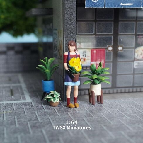 A Corner of the Flower Shop 4pcs, 1:64 Scale, Potted Plants,Miniature People, Miniature Models, Suitable for DIY Landscapes, Creative Scenes, Matching and Macro Photography in Saudi Arabia