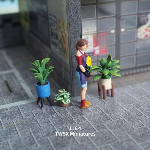 A Corner of the Flower Shop 4pcs, 1:64 Scale, Potted Plants,Miniature People, Miniature Models, Suitable for DIY Landscapes, Creative Scenes, Matching and Macro Photography in Saudi Arabia
