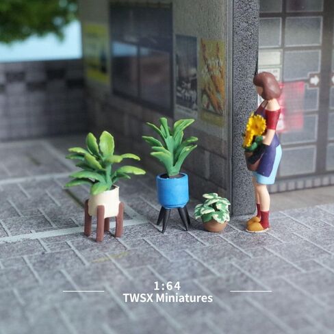 A Corner of the Flower Shop 4pcs, 1:64 Scale, Potted Plants,Miniature People, Miniature Models, Suitable for DIY Landscapes, Creative Scenes, Matching and Macro Photography in Saudi Arabia