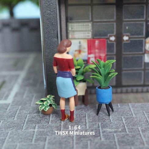 A Corner of the Flower Shop 4pcs, 1:64 Scale, Potted Plants,Miniature People, Miniature Models, Suitable for DIY Landscapes, Creative Scenes, Matching and Macro Photography in Saudi Arabia