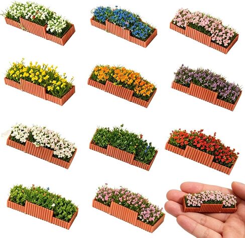 Warmtree 11 Pcs Miniature Flower Bed Model,1:100 Scale Resin Flower Beds in Mixed Colors, Static Grass Tufts for Train Layouts, Diorama Scenery, Garden Landscapes & Architectural Models in Kuwait
