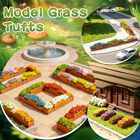 Warmtree 11 Pcs Miniature Flower Bed Model,1:100 Scale Resin Flower Beds in Mixed Colors, Static Grass Tufts for Train Layouts, Diorama Scenery, Garden Landscapes & Architectural Models in Kuwait