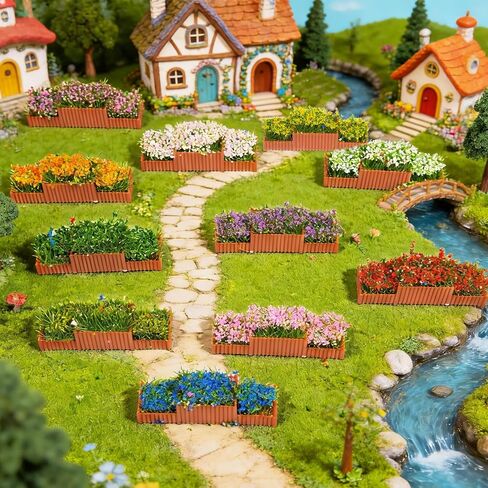 Warmtree 11 Pcs Miniature Flower Bed Model,1:100 Scale Resin Flower Beds in Mixed Colors, Static Grass Tufts for Train Layouts, Diorama Scenery, Garden Landscapes & Architectural Models in Kuwait