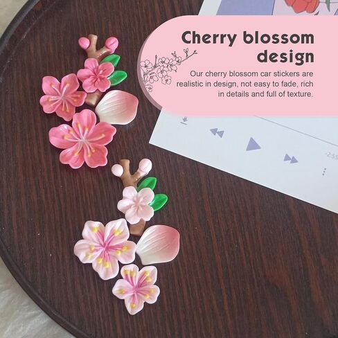 16 PCS 3D Cherry Blossom Car Exterior Sticker, Resin Scratch Pink Flower Bumper Decal, Self-Adhesive DIY Paste Car Door Ornament, Universal for Most Cars SUVs Trucks (Pink B) in Saudi Arabia