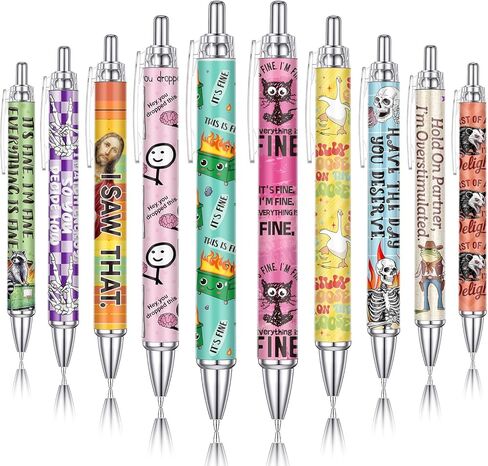 10 Pcs Highland Cow Pens Set, Cute Print Ballpoint Pen Black Ink Kawaii Writting Stationary for School Home Decor Office Supplies Women Desk Accessories Coworker Teacher Gifts in Kuwait