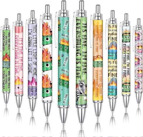 10 Pcs Highland Cow Pens Set, Cute Print Ballpoint Pen Black Ink Kawaii Writting Stationary for School Home Decor Office Supplies Women Desk Accessories Coworker Teacher Gifts in Kuwait