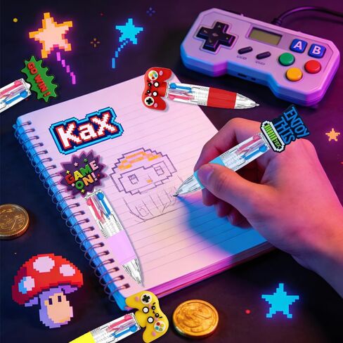 24 Pcs Video Game Multicolor Pen in One Cartoon Cute Fun 4-in-1 Cute Pens Bulk for Fun Gifts in Kuwait