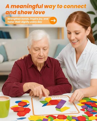 Dementia Activities for Seniors, Wooden Puzzle Matching Game for Elderly Adults, Memory Games for Seniors with Dementia, Alzheimers Products, Colorful Visual Cognitive Therapy Gift in Kuwait