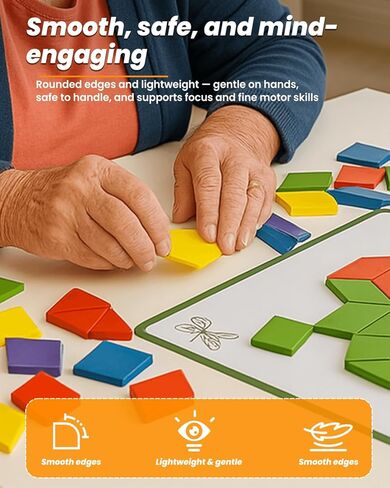 Dementia Activities for Seniors, Wooden Puzzle Matching Game for Elderly Adults, Memory Games for Seniors with Dementia, Alzheimers Products, Colorful Visual Cognitive Therapy Gift in Kuwait