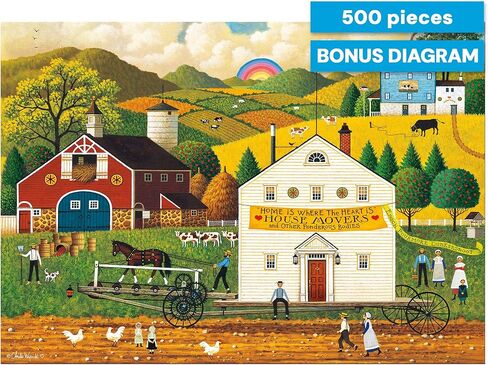 Buffalo Games – 500 Piece Charles Wysocki House Movers Jigsaw Puzzle Colorful Puzzle for Adults – Precision-Cut Pieces, Beautiful Artwork, and Hours of Relaxing Fun in Kuwait