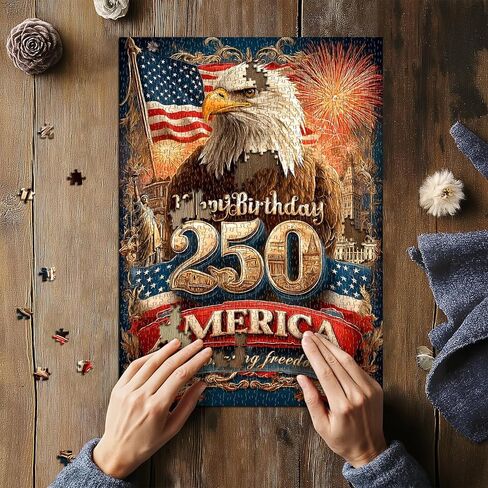 250th Anniversary USA Puzzles for Adults 1000 Pieces, United State Jigsaw Puzzles Features American Flag Eagle Statue of Liberty, Patriotic Freedom Eagle Jigsaw Puzzle in Saudi Arabia