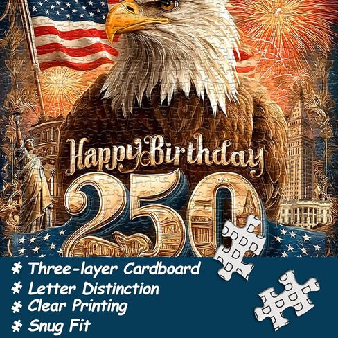 250th Anniversary USA Puzzles for Adults 1000 Pieces, United State Jigsaw Puzzles Features American Flag Eagle Statue of Liberty, Patriotic Freedom Eagle Jigsaw Puzzle in Saudi Arabia