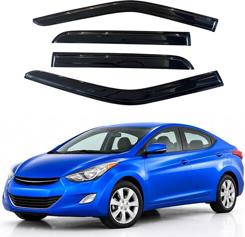 Window Visor Compatible with Hyundai Elantra Sedan 2011-2016, Rain Guard Tape-On Extra Durable Sun Wind Air Side Vent Window Deflector, 2011 2012 2013 2014 2015 2016 (Excludes GT) in Saudi Arabia