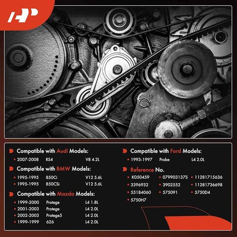A-Premium Serpentine Belt 45.85 In For BMW 850Ci 1995, 850CSi 1995 & Audi RS4 2007-2008 & Ford Probe 1993-1997 & Mazda 626 1999, Protege 1999-2003 in Kuwait