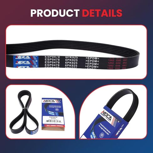 MOCA 6PK925 Serpentine Belt Fit for Toyota 2009 & 2011-2019 Corolla, 2009-2014 Matrix, for Pontiac 2009-2010 Vibe 1.8L in Kuwait