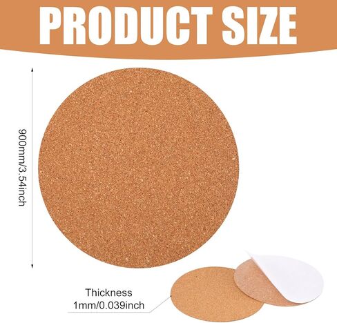 100pcs Cork Coasters, 9cm / 3.54 inch Self-Adhesive Round Cork Board Circle Sheets Backing Wooden Mat Pad for Coasters Small Potted DIY Crafts Furniture Home in Kuwait