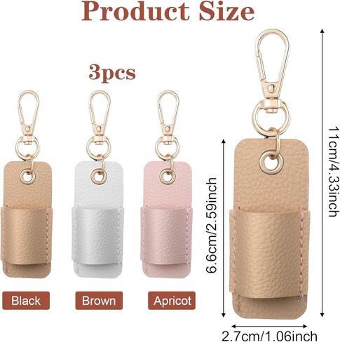 3 Pcs Lanyard Pen Holder, Anti-Lost Leather Pen Holder Clip Leather Neck Pens Holders Keychain Portable Single Pens Lanyard Badge for Nurse Office Courier Clerk(Pink, Brown, White) in Kuwait