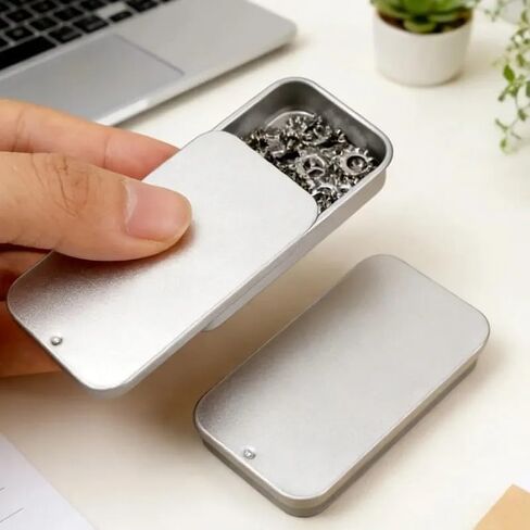 Mini Rectangle Tinplate Storage Box Sliding Design Household Kitchen Dining Table Jewelry Mints Candy Metal Storage Box (3Pcs) in Kuwait