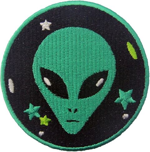 Green Alien Patch Embroidered Applique Iron On Sew On Emblem in Kuwait