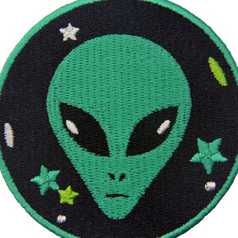 Green Alien Patch Embroidered Applique Iron On Sew On Emblem in Kuwait