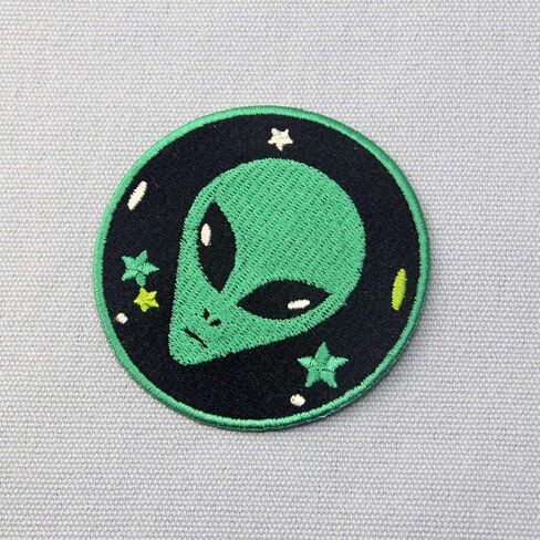 Green Alien Patch Embroidered Applique Iron On Sew On Emblem in Kuwait