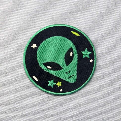 Green Alien Patch Embroidered Applique Iron On Sew On Emblem in Kuwait