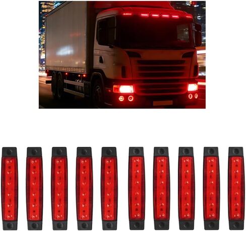 10PCS Car Amber 6 LED Trailer Marker Lights, 3.8" Waterproof Automotive Side Clearance Lamp Bar, Vehicle Front Rear Signal Indicator Light Strip, Universal for Pickup ATV UTV (Yellow) in Kuwait