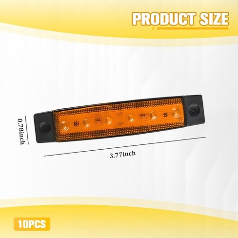 10PCS Car Amber 6 LED Trailer Marker Lights, 3.8" Waterproof Automotive Side Clearance Lamp Bar, Vehicle Front Rear Signal Indicator Light Strip, Universal for Pickup ATV UTV (Yellow) in Kuwait