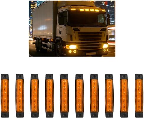 10PCS Car Amber 6 LED Trailer Marker Lights, 3.8" Waterproof Automotive Side Clearance Lamp Bar, Vehicle Front Rear Signal Indicator Light Strip, Universal for Pickup ATV UTV (Yellow) in Kuwait