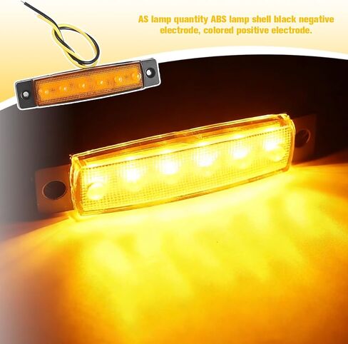 10PCS Car Amber 6 LED Trailer Marker Lights, 3.8" Waterproof Automotive Side Clearance Lamp Bar, Vehicle Front Rear Signal Indicator Light Strip, Universal for Pickup ATV UTV (Yellow) in Kuwait