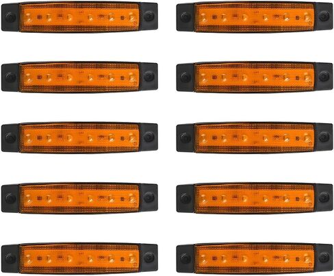 10PCS Car Amber 6 LED Trailer Marker Lights, 3.8" Waterproof Automotive Side Clearance Lamp Bar, Vehicle Front Rear Signal Indicator Light Strip, Universal for Pickup ATV UTV (Yellow) in Kuwait