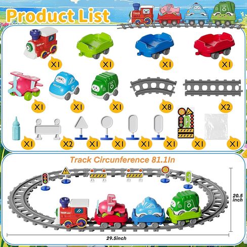 Train Set for Toddlers 2-4 with Steam, Music&Light, Electric Train Toy Set with 3 Car, 3 Trailer, Tracks Accessories, Christmas Birthday Gifts for Kids 2 3 4 5 6 7 Years Old Boys Girl in Kuwait