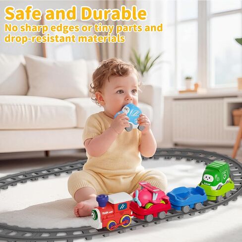 Train Set for Toddlers 2-4 with Steam, Music&Light, Electric Train Toy Set with 3 Car, 3 Trailer, Tracks Accessories, Christmas Birthday Gifts for Kids 2 3 4 5 6 7 Years Old Boys Girl in Kuwait